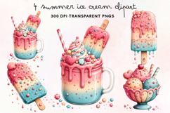Summer Ice Cream Clipart PNG Product Image 1