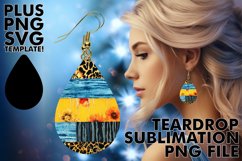 Leopard &amp; Sunflower Watercolor Earrings for Sublimation Product Image 1