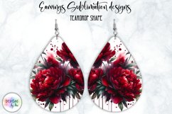 Peony Earrings Sublimation | Watercolour Peonies | Teardrop Product Image 1