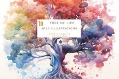 10 Tree of Life Watercolor Jpeg Illustrations