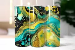 Abstract Alcohol Ink Tumbler Wrap | Turquoise Marble Tumbler Product Image 2