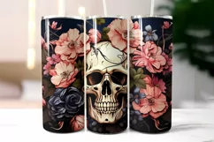 Scull with Flowers Tumbler Wrap | Vintage Halloween Design Product Image 2