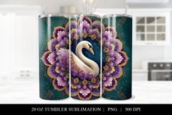 Swan and Floral Tumbler Design, 20 oz Sublimation Template Product Image 1