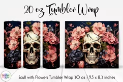 Scull with Flowers Tumbler Wrap | Vintage Halloween Design Product Image 1