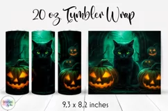 Black Cat Halloween Pumpkins Tumbler Wrap 20 oz Product Image 1
