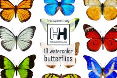 10 watercolor butterflies, transparent png Product Image 1