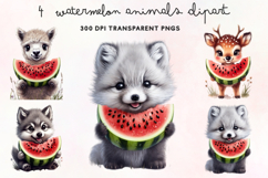 Watermelon Animals Clipart PNG Product Image 1