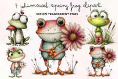 Whimsical Spring Frog Clipart PNG Product Image 1