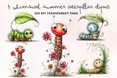 Whimsical Summer Caterpillar Clipart PNG Product Image 1