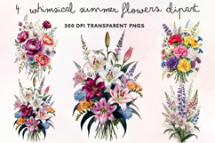 Whimsical Summer Flowers Clipart PNG Product Image 1