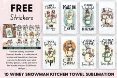 Winey Snowman Kitchen Towel Sublimation| Kitchen Dish Towel Product Image 1