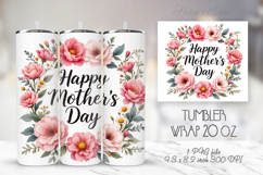 Happy mothers day floral frame tumbler 20oz sublimation wrap Product Image 1