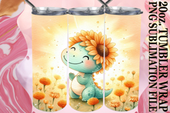 Vibrant Mornings 20oz tumbler wrap, Cute Dino Product Image 1