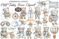 Little Pilot Teddy Bear Clipart Product Image 1