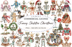 Funny Skeleton Christmas Clipart Product Image 1