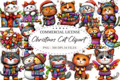 Whimsical Christmas Cat Clipart Product Image 1