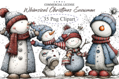 Whimsical Christmas Snowman Clipart Product Image 2