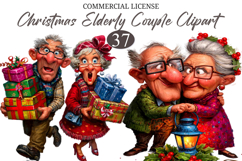 Christmas Funny Elderly Couple Clipart Product Image 1