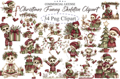 Whimsical Christmas Funny Skeleton Clipart Product Image 1