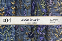Embroidered Denim Digital Paper| Floral Denim Pattern Product Image 1