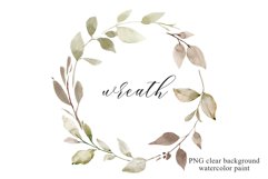 Watercolor leaves wreath, floral clipart, leaf frame. Product Image 1