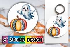 Joyful Round Keychain Magic, Pumpkin Watercolor Product Image 1