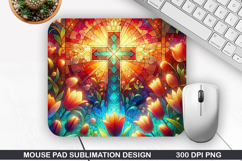 Cross Mouse Pad Sublimation, Easter Mouse Pad PNG Product Image 1