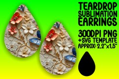 Dynamic Teardrop Earrings Sublimation Artwork , 3D Flower Product Image 1