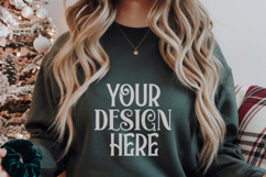 Christmas Gildan 18000 Forest Green Crewneck Sweatshirt Mock Product Image 1
