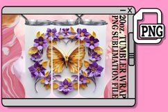 3D Butterfly and Spring Flowers Tumbler Wrap - 20oz Product Image 1