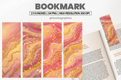 Pink Gold Marble Bookmark PNG, Bookmark Sublimation Product Image 1