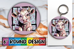 Cheerful Circle Keychains Design, Cute Cow Product Image 1