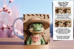 Vibrant 15oz Mug Wrap Png Template , Cute Dino Product Image 1