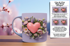 Glamorous 15oz Mug Wrap Png Artwork , 3D Heart Product Image 1