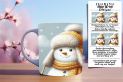 Bright 15oz Mug Wrap Png Design , Snowman Product Image 1