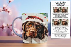 Festive Peeking Dog Art Winter Mug Wrap Sublimation 11oz Product Image 1