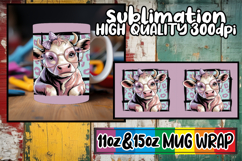 Inspired dreams sublimation mug wrap, Cute Cow Product Image 1