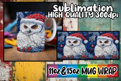 Holiday Owl Mug Wrap 11oz 15oz Winter Embroidery Product Image 1