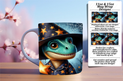Bold 11oz Mug Wrap Png Artwork , Halloween Dino Product Image 1