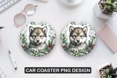 Cub wolf Car Coaster Sublimation| Animal Coaster PNG Product Image 1