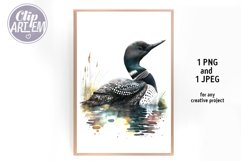 Portrait of the Loon Bird Watercolor PNG JPEG Digital Image Product Image 2