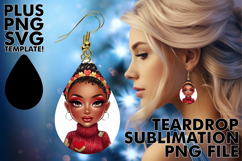 Joyful Teardrop Earrings Magic PNG, Afro Girl Product Image 1