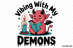 Vibing with my Demons Svg | Halloween Svg | Svg Cut Files Product Image 1
