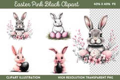 Pink Black Easter Clipart PNG Product Image 1