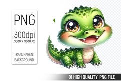 Baby Alligator Clipart, Printable Animals, Wildlife Design Product Image 1