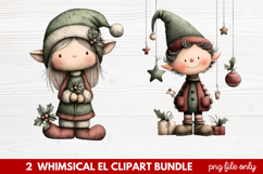 Whimsical Elf Clipart | Cute Christmas Elf PNG Illustration Product Image 1
