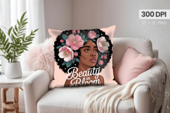 Afro Girl /Woman braided hair Pillow Design, Black Queen PNG Product Image 1