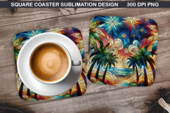 Tropical Coaster Sublimation, Summer Coaster PNG Design Product Image 1