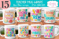 BUNDLE Cute Teacher mug Wraps PNG, cute school mugs template Product Image 1
