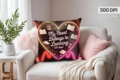 100 days of school Pillow Design, Teacher PNG Sublimation Product Image 1